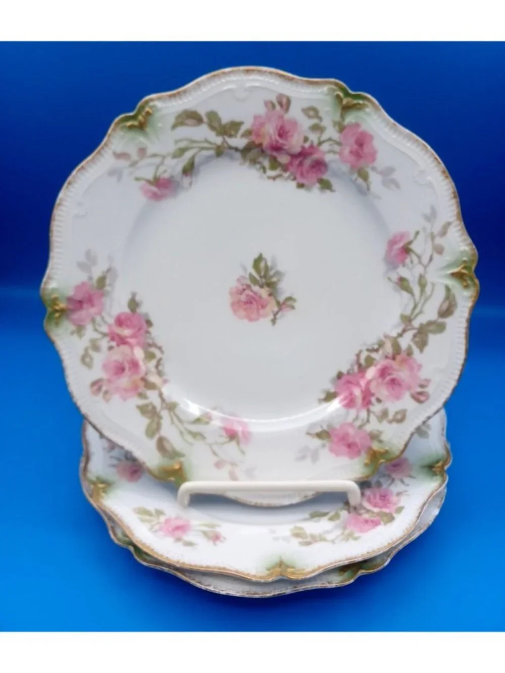 9 Belle Epoch Antique GDA Haviland Limoges Rose Scalloped Luncheon Salad Plates